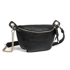 PU Leather Fanny Pack Crossbody Sling Bag for Women - Trendy Belt Bag Black