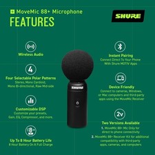 Shure MoveMic 88 Wireless Microphone - Professional Audio Recorder for...
