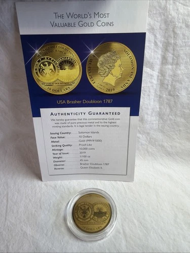 10 Dollar Brasher Doubloon 1/100 Oz Gold 24ct 999 USA Double Eagle 1933 Coin COA