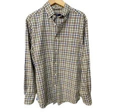 Cremieux Plaid Button Down Shirt Medium Men’s 100% Cotton Twill Khaki Multi