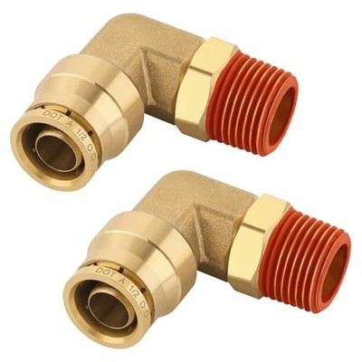 1/2'' Quick Push to Connect Fittings 1/2''OD × 3/8''NPT Thread Male Elbow-2pcs