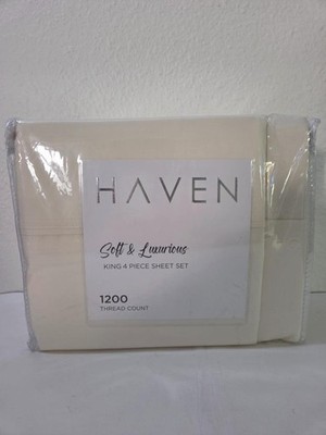 Haven Ivory 1200 Thread Count Tri-Blend King 4 Pc. Sheet Set