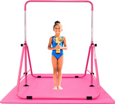 Foldable Gymnastic Bar for Kids Ages 3-12, 9 Height Levels, 200 Lbs Weight Capac