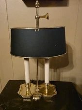 Rare Vintage Brass Bouillotte Table Desk Lamp/Metal Tole Shade
