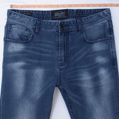 Herrens SuperDry LOW RIDER Slim Gerades Bein Elasthan Blau Jeans W33 L32