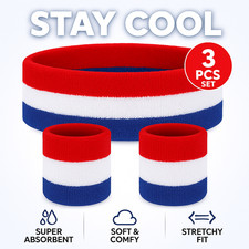 Sweatbands Headband Wristbands Set for Men Women Kids Sports Running Tennis Gym