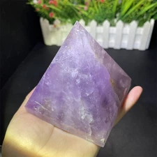 1.2LB 3.4" Natural Amethyst Pyramid Statue Carving Heal Crystal Reiki Quartz