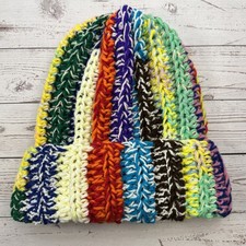 Handmade Chunky Crochet Beanie • Double Strand Sparkle Yarn • Colorful Hat