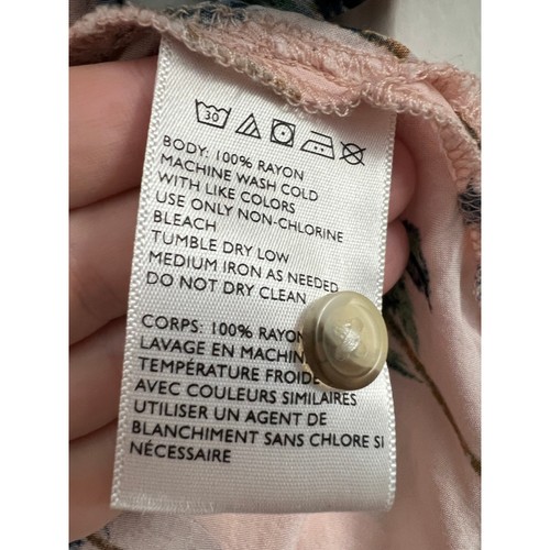 Urban Outfitters Palm Rayon Short Sleeve Button-Down Shirt Pink size Medium - Picture 7 of 7