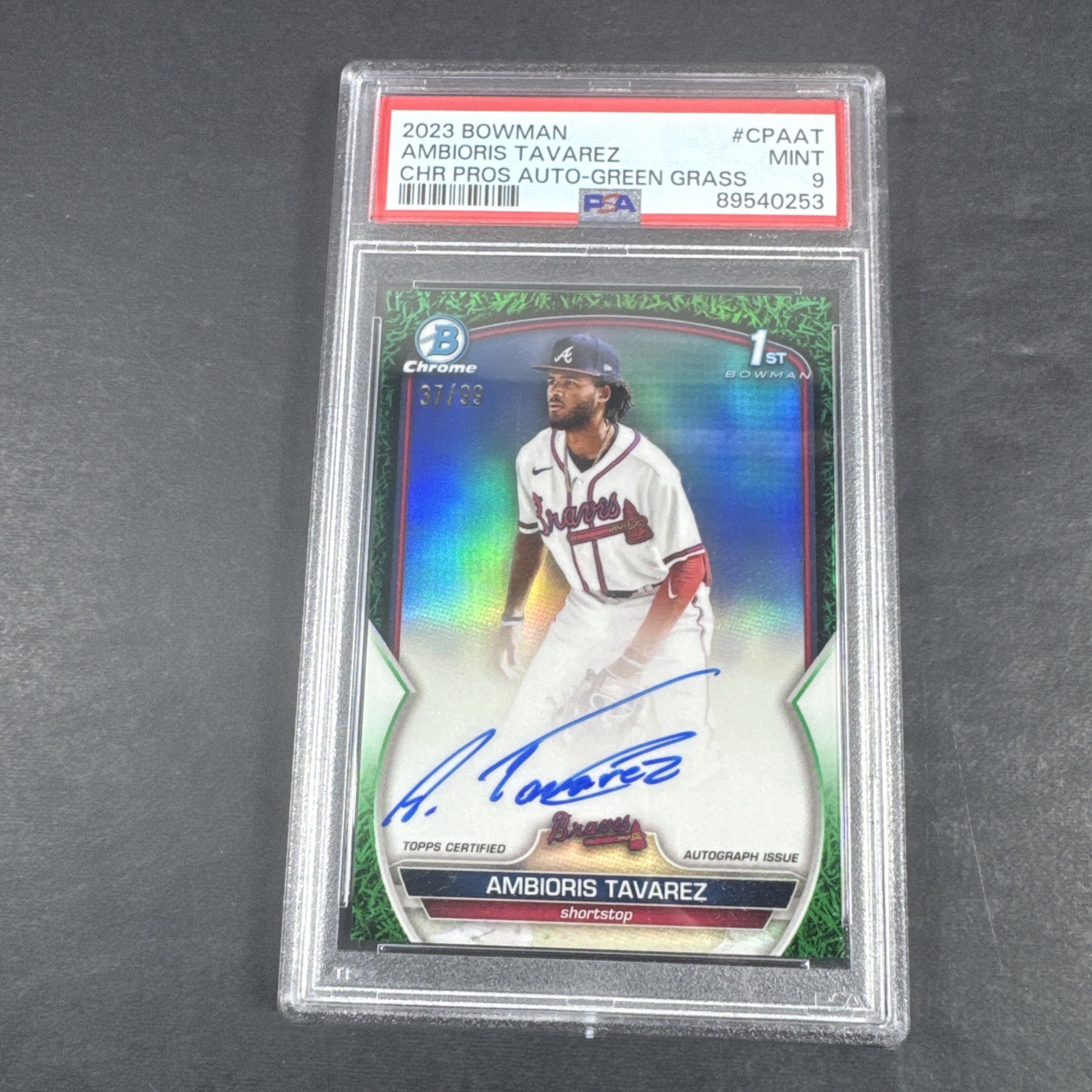 2023 Bowman Chrome Ambioris Tavarez 1st Green Grass Refractor Auto /99 PSA 9