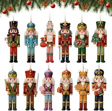 Christmas Nutcracker Tree Decorations 24Pcs Wooden Tree Ornaments Merry Christma