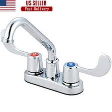 Utility Laundry Faucet Two Handle Chrome Swiveling Spout 1.5 GPM Deck Mount New