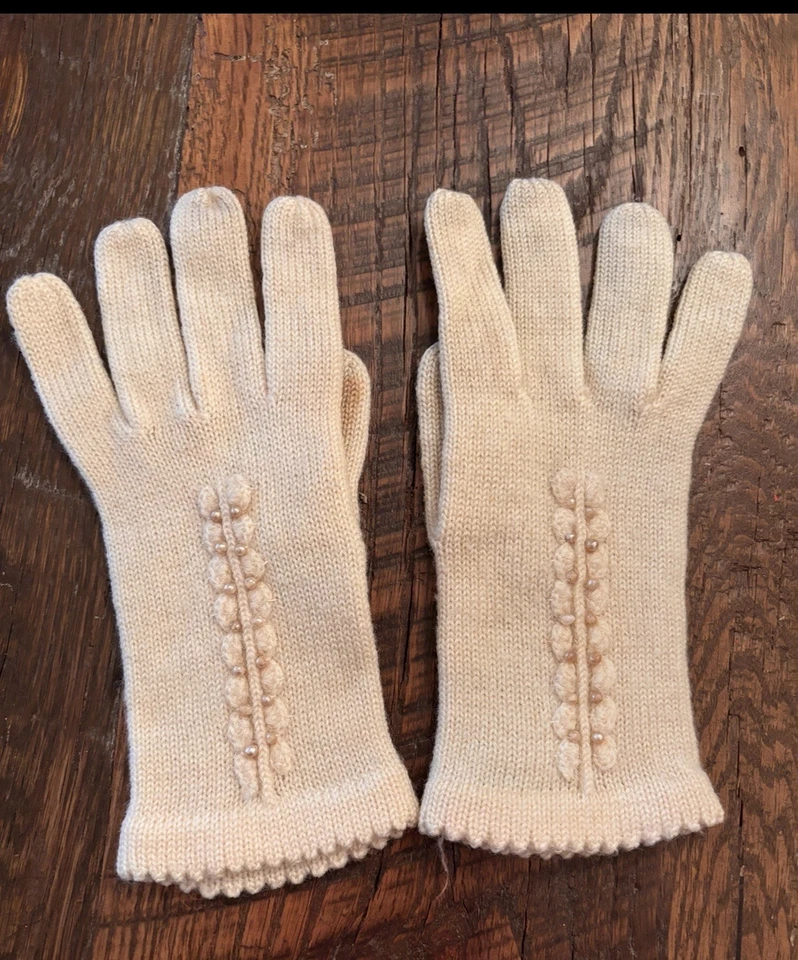 Guantes vintage para mujer 100 % lana WPL 7297 talla grande con cuentas Foto 4 de 4