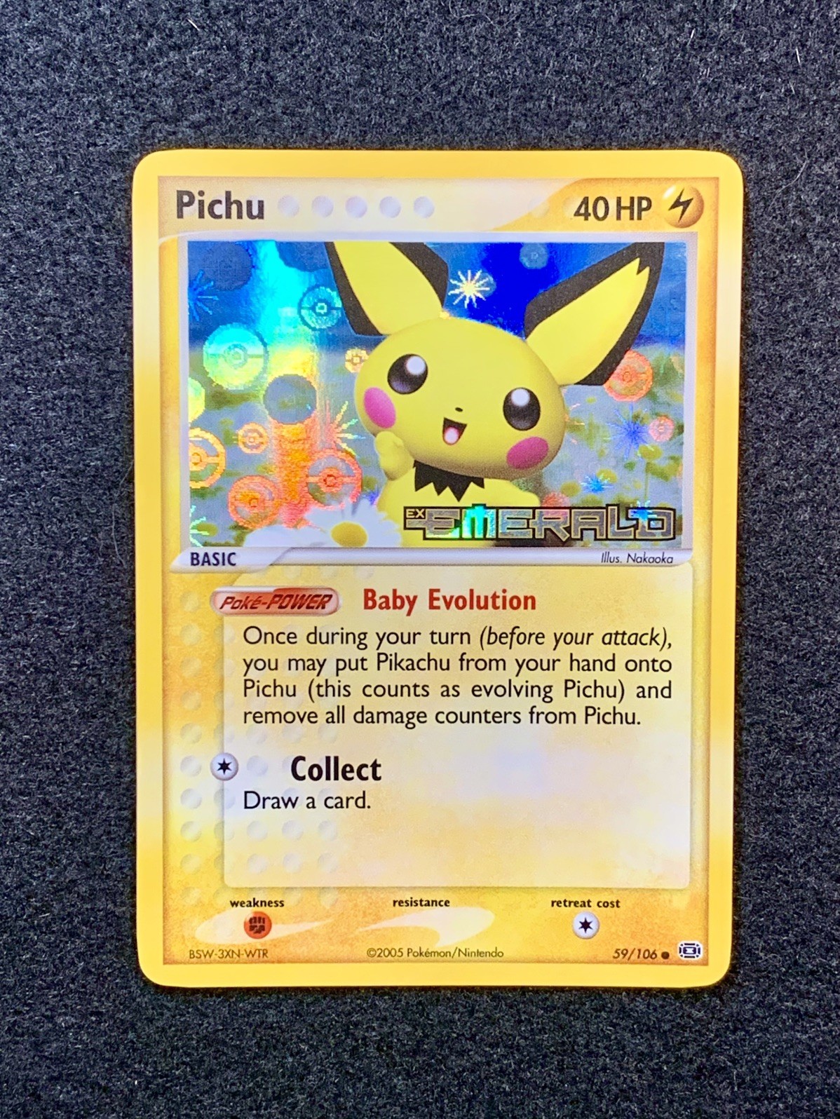 Pokémon EX Emerald Pichu 59/106 Reverse Holo Stamped - Near Mint