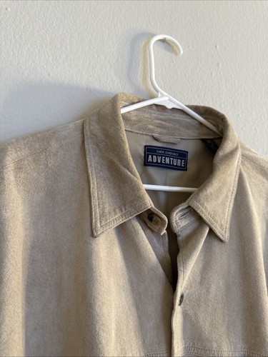 John Ashford Adventure Tan Suede Leather Shirt/Jacket Lined Button-Up XL - Picture 6 of 12