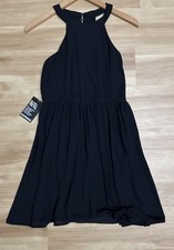 Express Womens Black Halter Skater Dress Size 0 NWT Fit & Flare Cocktail Party
