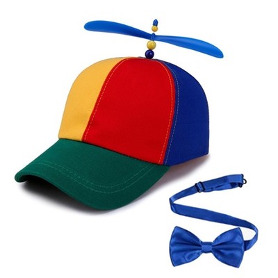 Cute Propeller Baseball Caps+bow Tie Set Winter Kids Christmas Performances Hat