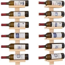 Wine Rack Wall Mounted Bottle Holder Wooden Display 6 or 12 Bottles Storage UK