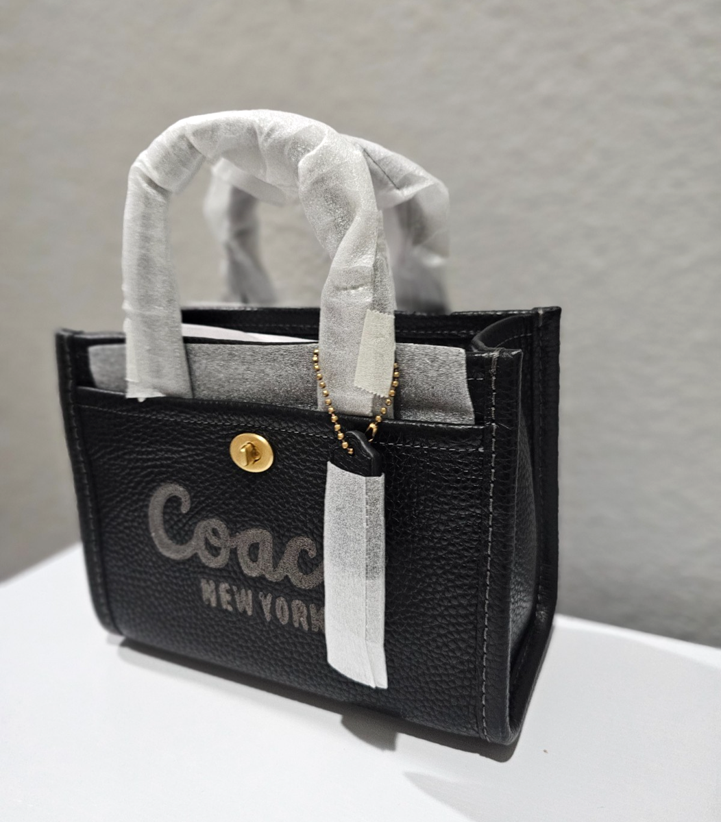 COACH NWT CAO26 Cargo Tote Bag 20 BLACK Leather Handbag | eBay