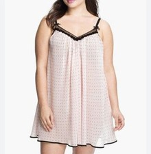 Oscar De La Renta Pink Label Babydoll Sheer Nightgown Sz L Romantic Lingerie