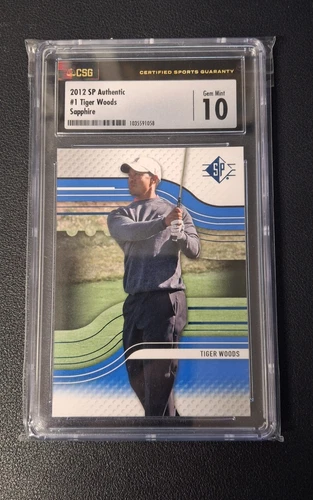 2012 SP Authentic Tiger Woods Sapphire #1 CGC 10 GEM MT
