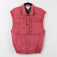 Vintage 90s Multipockets Red Vest Jacket Garterized Hem Outdoor Vest Size Medium