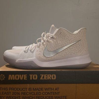 #ad #ad Nike Kyrie 3 Mid Top Sneakers White Chrome Lace Up Basketball 852395 103 $65.99