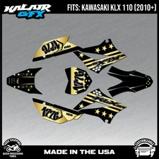 Graphics Kit for Kawasaki KLX110 KLX110R/RL (2010-2024) USA Series - Gold