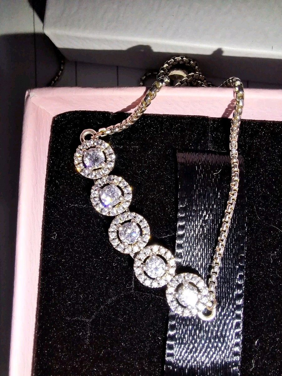 Pandora Round Sparkle Stone Bolo Slider Tennis Bracelet S925 ALE