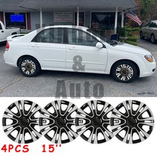 For Kia Spectra 15 Set Of 4 Wheel Hubcaps Black Silver Wheel Rim Cover R15 Us