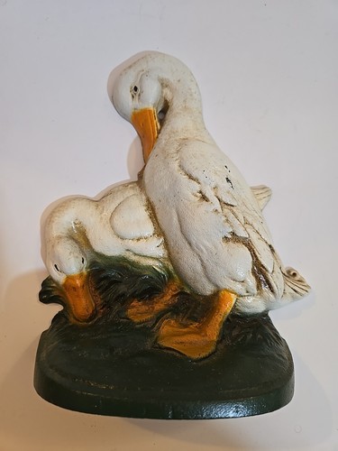 John Wright USA Handmade Cast Iron Pair Ducks Doorstop Farmcore Cottagecore VTG - Picture 5 of 7