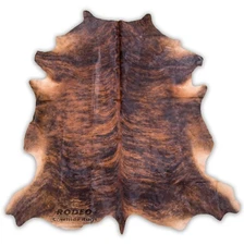 SUPERIOR   HAIR ON SKIN  cowhide RUG  Dark BRINDLE size approx 6X7- 7x7 feet