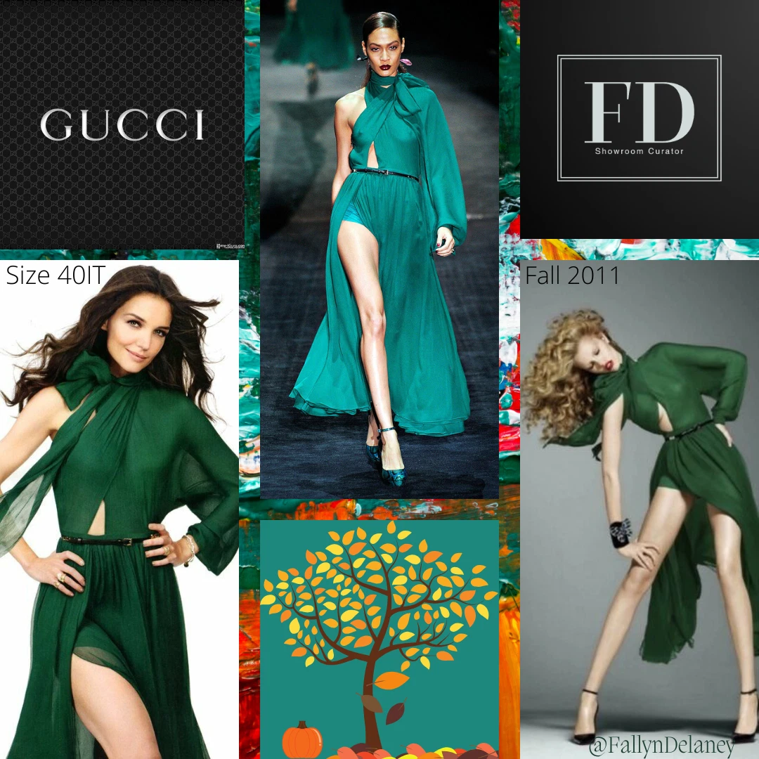 Abito Gucci Runway Editoriale Verde Autunno Inverno 2011 Taglia 40IT