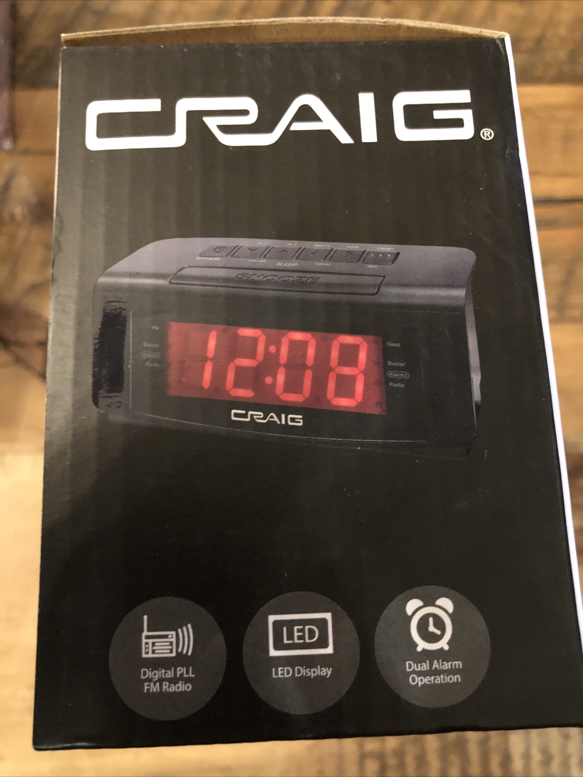 Craig Dual Alarm Clock Radio Large Display CR45372 Black NEW