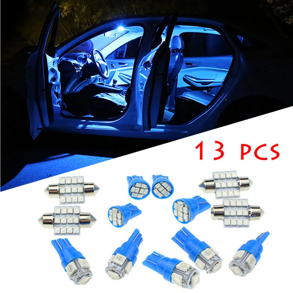 13× Blue Car Interior LED Light For Dome License Plate Lamp 12V Kits Accessories - Image 2 of 4