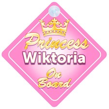 Crown Princess Wiktoria On Board Personalised Baby Girl Car Sign