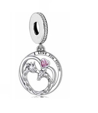 I Love You Forever Giraffe Love Heart Charm Couple Wife Mum Sterling Silver 925