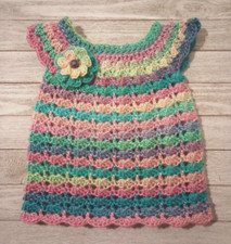 crochet handmade baby girls dress 0-6 months puffs candied new