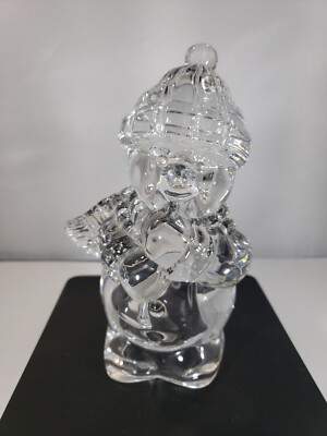 Leaded Crystal Clear Glass Snow Man Christmas Figurine