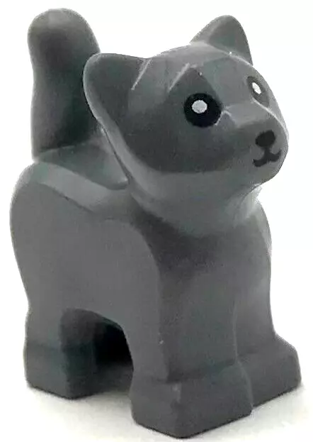 Lego New Dark Bluish Gray Cat Baby Kitten Standing with Black