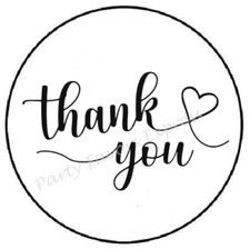 THANK YOU SCRIPT BLACK HEART ENVELOPE SEALS LABELS STICKERS PARTY FAVORS