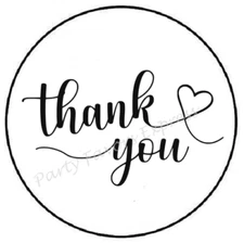 THANK YOU SCRIPT BLACK HEART ENVELOPE SEALS LABELS STICKERS PARTY FAVORS