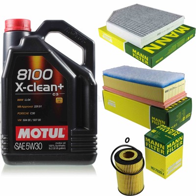MANN-FILTER Inspektionspaket Motul 5L 5W-30 für Audi A4 Avant 2.0 TDI
