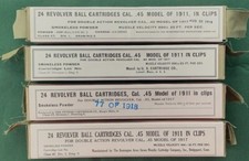 WWI M1911 .45 ACP 24 RD M1917 REVOLVER NEW REPLICA AMMO BOX-4 LABEL DISPLAY SET