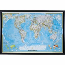 Craig Frames Classic World Push Pin Travel Map with Pins - 24 x 36