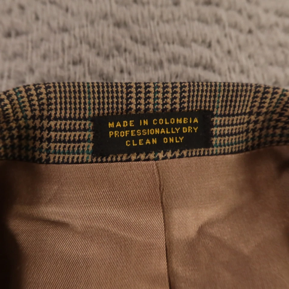 Chaqueta a Cuadros Príncipe de Gales de Colección M Marrón Verde Glen Blazer 100% Lana 40R Foto 3 de 4