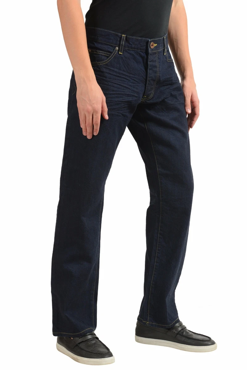 Jeans Herren Regular Fit Dunkelblau Gerades Bein Jeans Größe 34 38 |