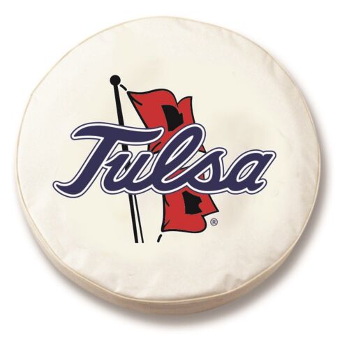 Tulsa Golden Hurricane HBS White Vinyl Fitted Car Tire Cover - Picture 1 of 3