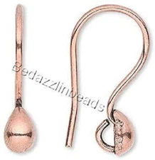 10 Antiqued Copper Teardrop Fishhook Hook Earwire Earring Findings With Loop