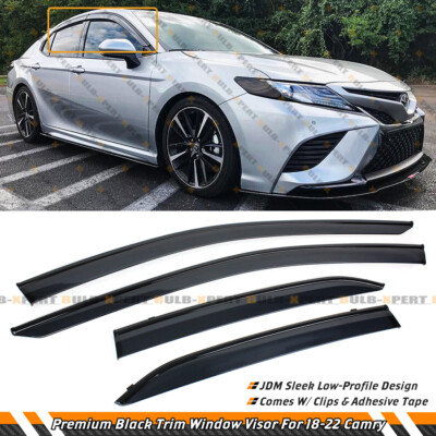 FOR 2018-2024 TOYOTA CAMRY CLIP-ON BLACK TRIM WINDOW VISOR RAIN